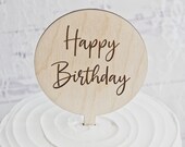 Happy Birthday Cake Topper, Birthday Cake Pick, Wood Birthday Sign, Birthday Decor for him, Guy Birthday Cake, Generic Cake Topper Il_170x135