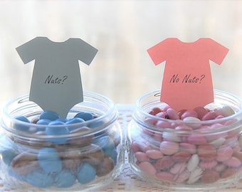 Nuts? or No Nuts? ~ Gender Reveal Party ~ Pink & Blue Oneises ~ 2 tags ~ 3 1/2" ~ Multiple Colors to Choose From