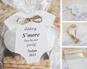 S'more Love To Our Family Baby Shower Party Favors, Smore Gift Tags, Gender Reveal Favor Tags, BABY-Q Party Favors, Backyard Baby Shower BBQ