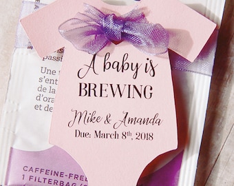 Baby is brewing party favor, Baby Shower Party Favors for Guests Tea or Coffee, Custom Tea Tags for Baby, A Baby is Brewing Tea Party Tags