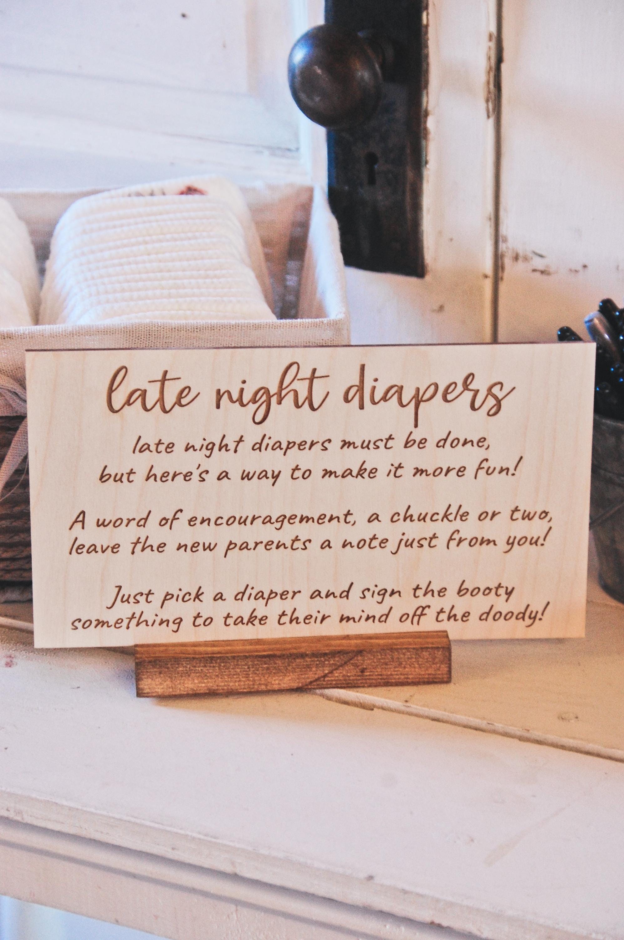 Baby Shower Games Late Night Diapers Sign-8u00d711 Inches, Little