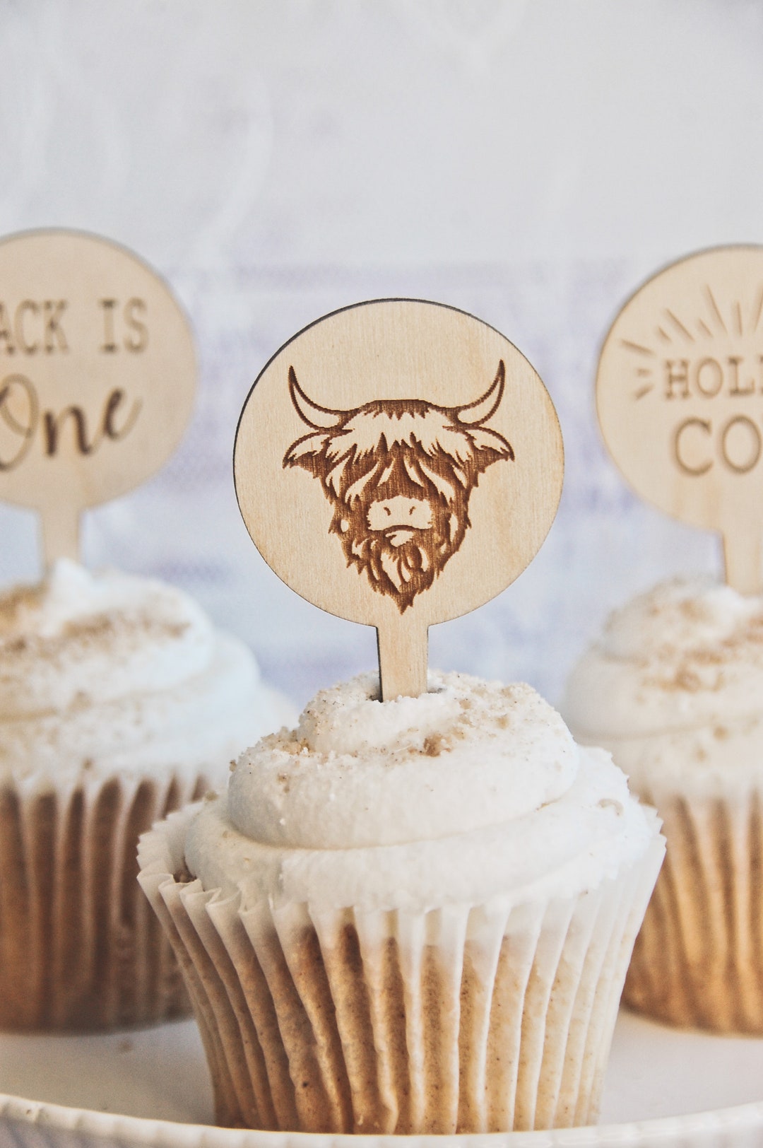 Gyufise 36Pcs Highland Cow Cupcake Toppers Cute Highland Cow Cupcake Picks Birthday