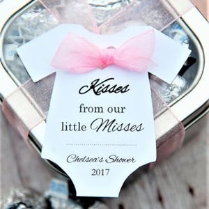 Kisses from our little misses Baby Shower Gift Tags, Baby Girl Shower Favors, Gifts for Guests, Hugs & Kisses labels, 10 Tags (TAGS ONLY)
