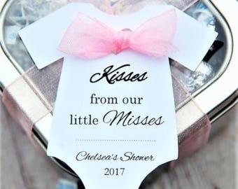 Kisses from our little misses Baby Shower Gift Tags, Baby Girl Shower Favors, Gifts for Guests, Hugs & Kisses labels, 10 Tags (TAGS ONLY)