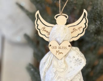Personalized Angel Ornament Made with fabric, In loving memory keepsake, Fabric Angel Remembrance Ornament, memorial favor, loss of family