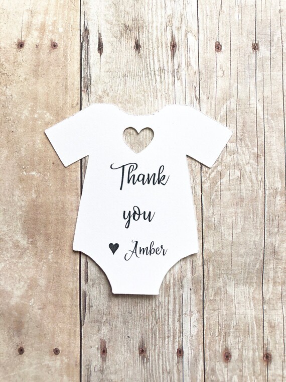 Thank you Baby Shower Party Favor Gift Tags l Onesie t-shirt Gender Reveal l Baby-Q BBQ l Summer l Spring l Winter l With Love Heart Il_570xn