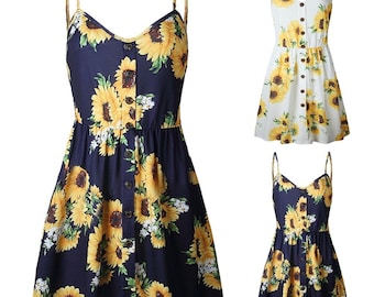 navy blue sunflower dress