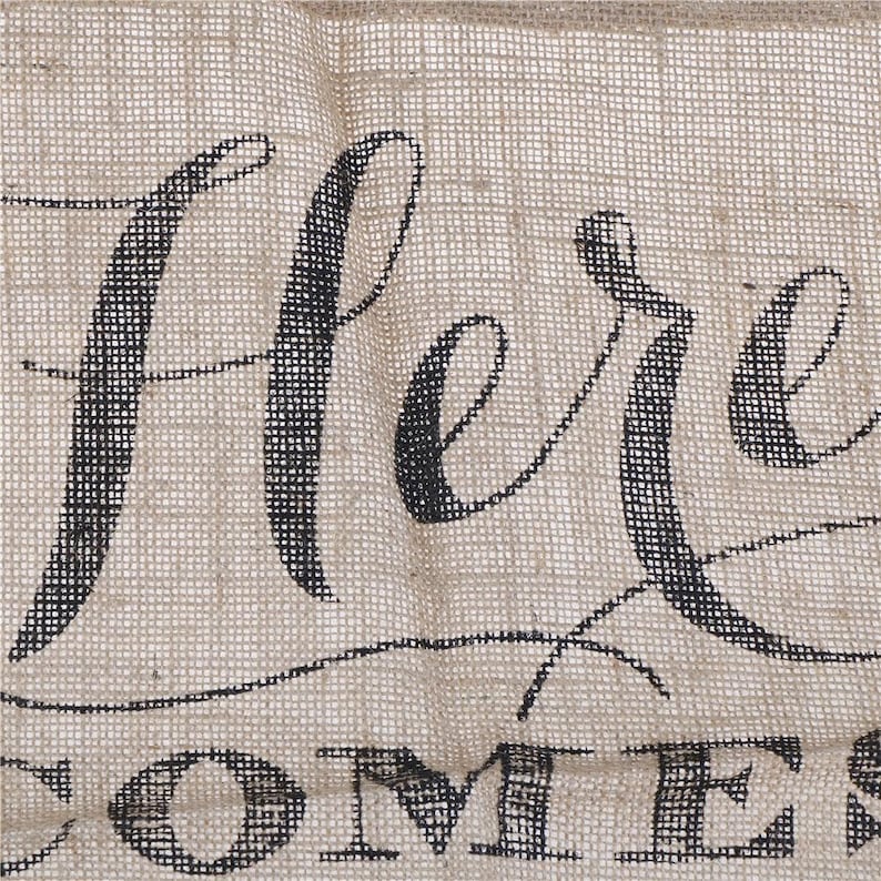 Rustic Burlap Here Comes The Bride Wedding Sign Flower Girl Sign Bride Banner Flags