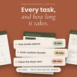 Home Maintenance Checklist Printable, Fillable PDF Home Maintenance Schedule, Seasonal and Yearly Homeowner Checklist zdjęcie 1