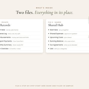 List of tabs in the My Records and Shared Hub co-parenting spreadsheets