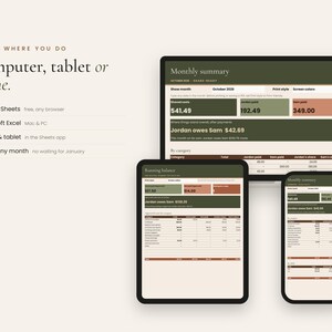 Co-parenting tracker shown on a laptop, tablet and phone
