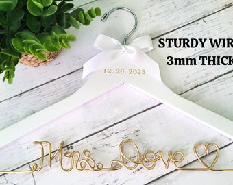 Personalized Wedding Dress Hanger, Bride Hanger, Mrs Hanger, Last Name Hanger, Personalized Bride Hanger, Custom Bridal Hanger