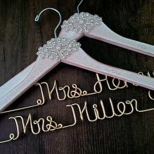 Vintage Rustic Wedding Dress Hangers, Personalized Bridal Hanger, Bling Bride Hanger, Bling Wedding Hanger, Bridal Gift, Bridal Shower image 3