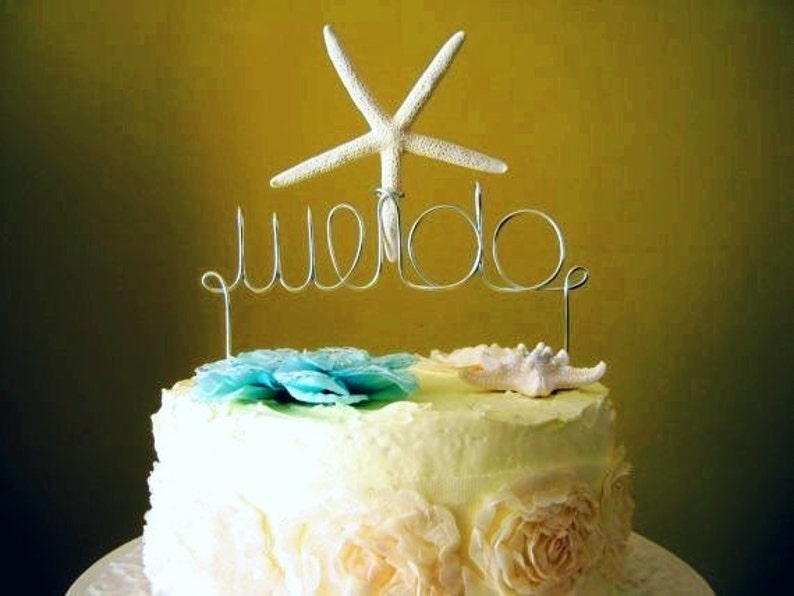 Beach Wedding Cake Topper We Do Wire With Natural Etsy