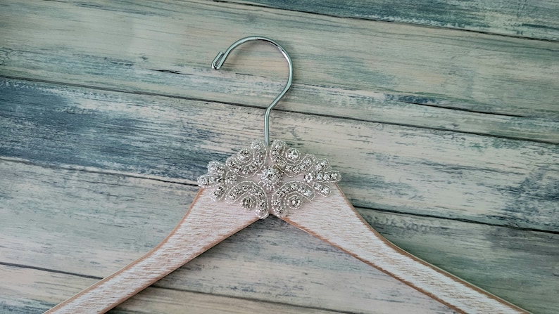 Vintage Rustic Wedding Dress Hangers, Personalized Bridal Hanger, Bling Bride Hanger, Bling Wedding Hanger, Bridal Gift, Bridal Shower image 9