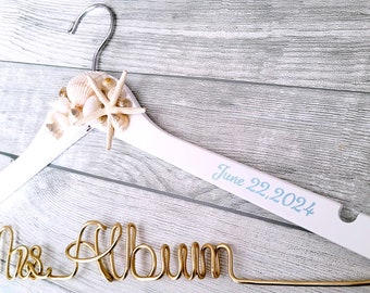 Beach Wedding, Bridal Hanger, Something Blue Wedding Date, Destination Wedding Hanger, High Quality, Beach Bride Gift, Beach Wedding Hanger