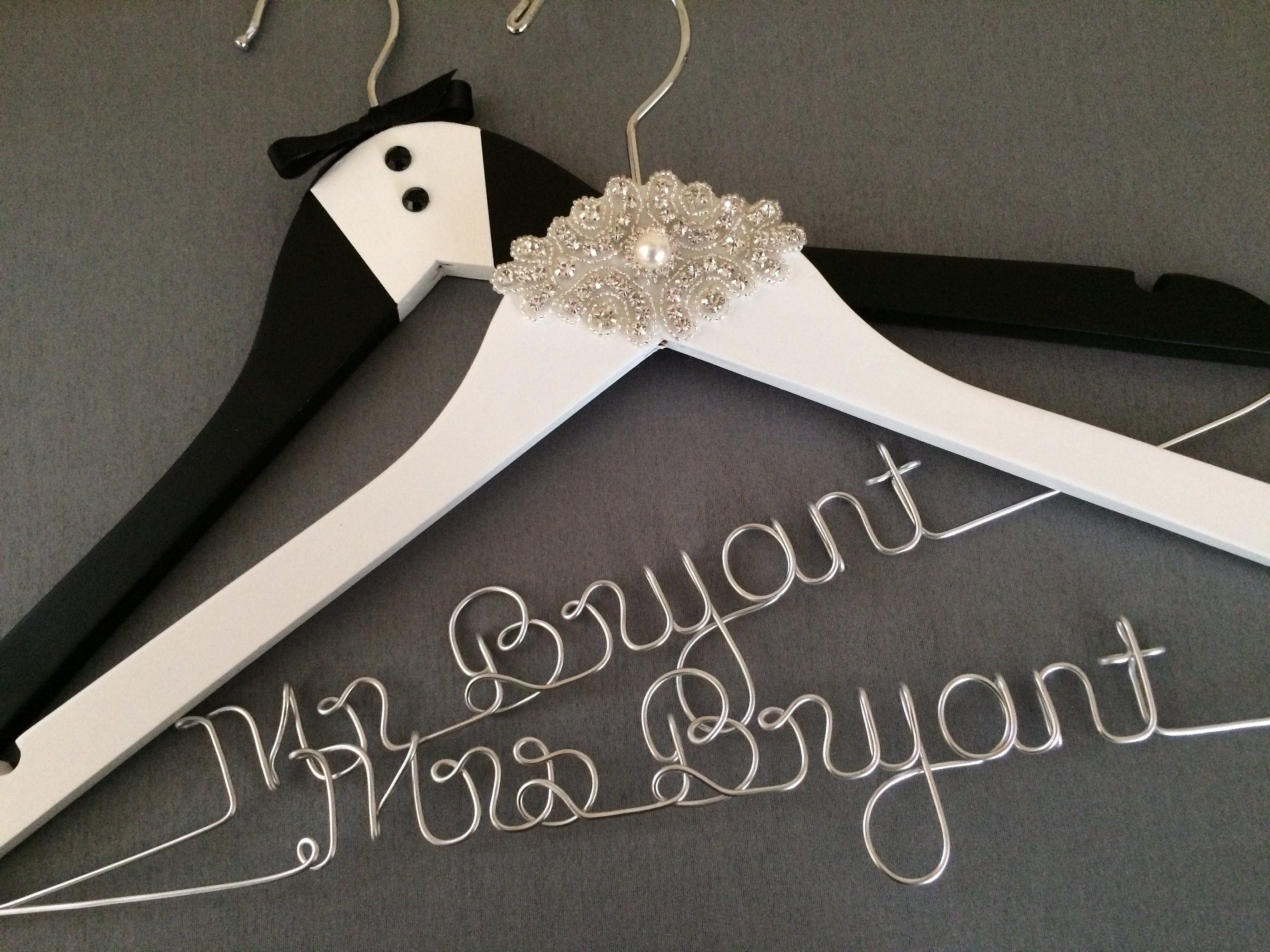 Custom Wedding Hangers For Both Bride And Groom Tux Groom Etsy