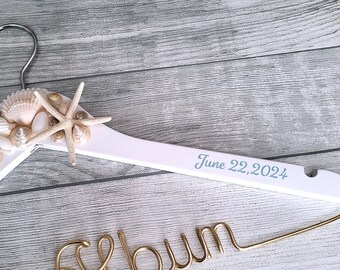 Beach Wedding, Bridal Hanger, Something Blue Wedding Date, Destination Wedding Hanger, High Quality, Beach Bride Gift, Beach Wedding Hanger