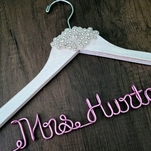 Vintage Rustic Wedding Dress Hangers, Personalized Bridal Hanger, Bling Bride Hanger, Bling Wedding Hanger, Bridal Gift, Bridal Shower image 7