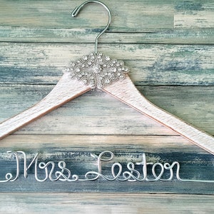 Vintage Rustic Wedding Dress Hangers, Personalized Bridal Hanger, Bling Bride Hanger, Bling Wedding Hanger, Bridal Gift, Bridal Shower image 4