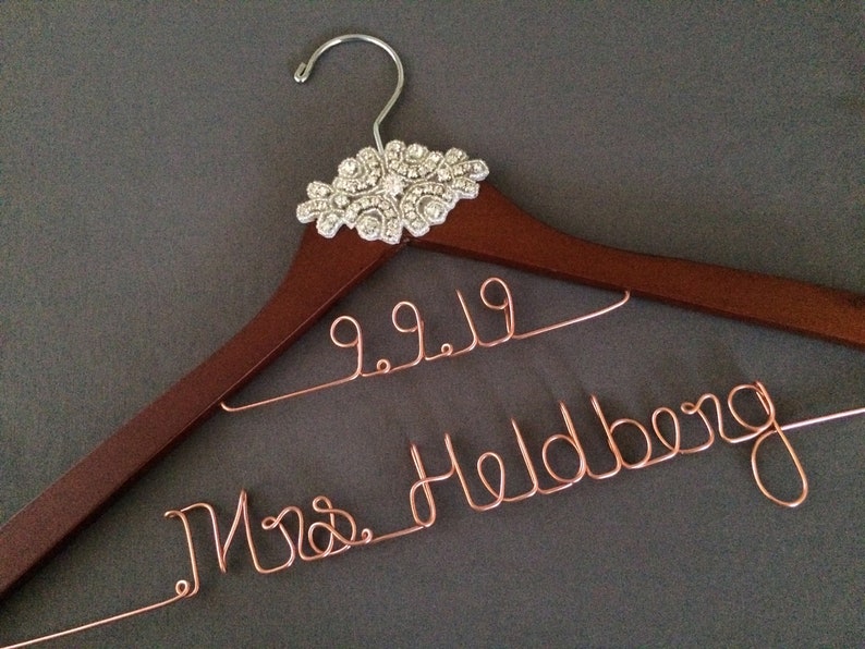 Wedding Dress Hanger with Custom Name and Wedding Date | Mrs Hanger | Christmas Wedding | Bride Hanger | Gift for Her | Bachelorette Gift 