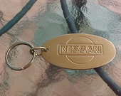 1970s Vintage NISSAN Heavy Duty Solid Brass Metal Key Ring Unique Ultra Mod Collectible 70s Original Made in USA America By Lexington