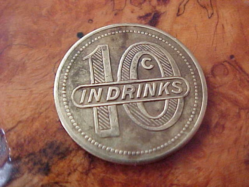 1940s 1950s T-N-T TAP Bar 10 Cent in Drinks Trade Brass Token 5128 W Grand Chicago Exc Exonumia Ol Skool Drinker Alcohol Collectible VGC