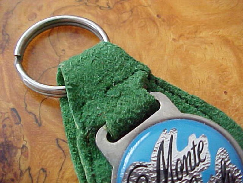 Vintage 1970-1988 CHEVROLET MONTE CARLO Real Green Suede Leather Key Fob New Old Stock Nr Mint Condition Never Used Rare 454 350 402 400