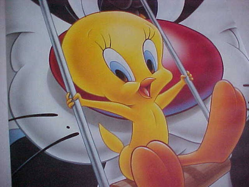 1995 TWEETY & Hungry SYLVESTER Bird Swing Cage Looney Tunes Etsy