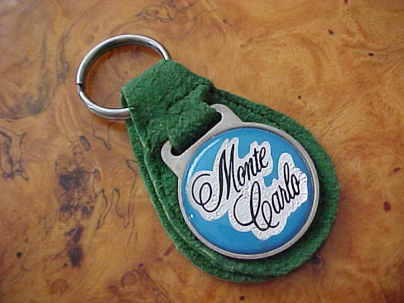 Vintage 1970-1988 CHEVROLET MONTE CARLO Real Green Suede Leather Key Fob New Old Stock Nr Mint Condition Never Used Rare 454 350 402 400