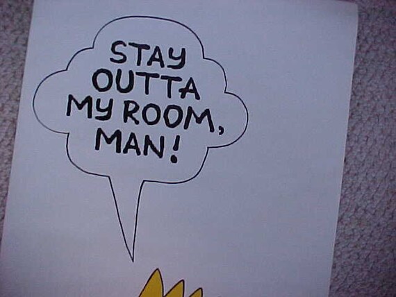 1989 Bart Simpson Stay Outta My Room Man Cartoon Door Poster Decor Wall Hanger Nos Unused Old Warehouse 20th Cebtrury Fox Matt Groening