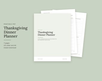 Thanksgiving Menu Planner Printable, Thanksgiving Dinner Plan, Turkey Thaw Chart, Oven Schedule, Shopping List, Make Ahead Plan, PDF