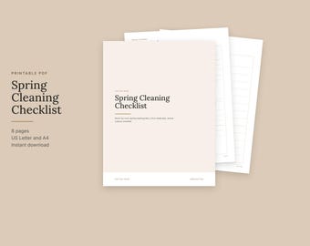Deep Cleaning Checklist Printable, Room by Room House Cleaning List, Four Week Spring Clean Plan, Neutral Beige, Letter and A4