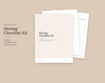 Packing List Printable for Moving, Box Inventory and Change of Address Checklist, Neutral Beige Moving Planner, Letter and A4