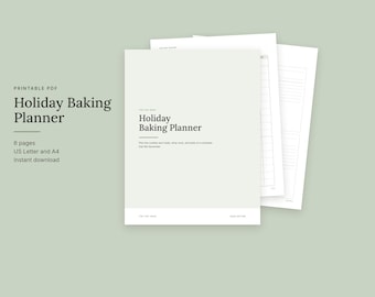 Holiday Baking Planner Printable, Christmas Cookie Baking List and Schedule, Recipe Cards, Cookie Exchange, Letter and A4 PDF
