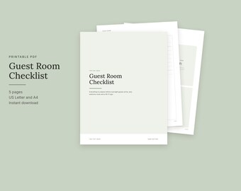 Guest Room Checklist Printable, Guest Bedroom Essentials, Wi-Fi Sign and Welcome Cards, Holiday Visit Planner, Letter and A4 PDF