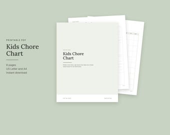 Kids Chore Chart Printable, Weekly Chore Chart, Chores by Age, Family Chore Chart and Reward Tracker, Letter and A4 PDF