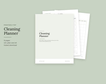 Cleaning Schedule Printable, Weekly Cleaning Checklist and Daily Routine, Chore Chart, Sage Green Cleaning Planner, Letter and A4 PDF