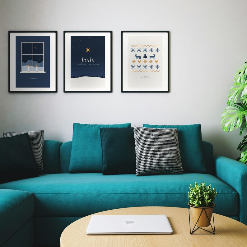 Nordic Christmas Print Set, Candle Window, Joulu Star, Reindeer Knit (Digital Download) image 1