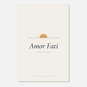 Amor Fati Poster, Stoic Quote Art Print, Minimalist Typography Wall Art, Philosophy Office Decor 60x90 cm / 24x36″