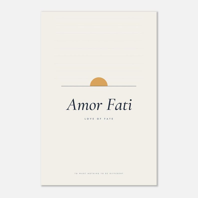 Amor Fati Poster, Stoic Quote Art Print, Minimalist Typography Wall Art, Philosophy Office Decor 60x90 cm / 24x36″