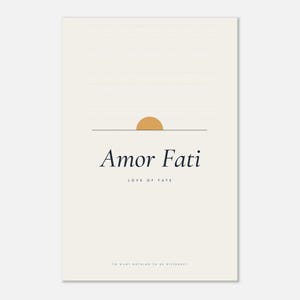 Amor Fati Poster, Stoic Quote Art Print, Minimalist Typography Wall Art, Philosophy Office Decor 30x45 cm / 12x18″