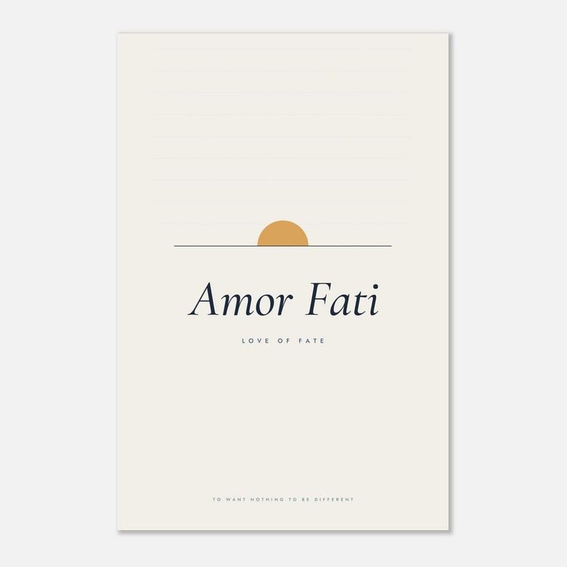 Amor Fati Poster, Stoic Quote Art Print, Minimalist Typography Wall Art, Philosophy Office Decor 30x45 cm / 12x18″