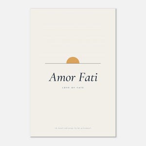 Amor Fati Poster, Stoic Quote Art Print, Minimalist Typography Wall Art, Philosophy Office Decor 40x60 cm / 16x24″
