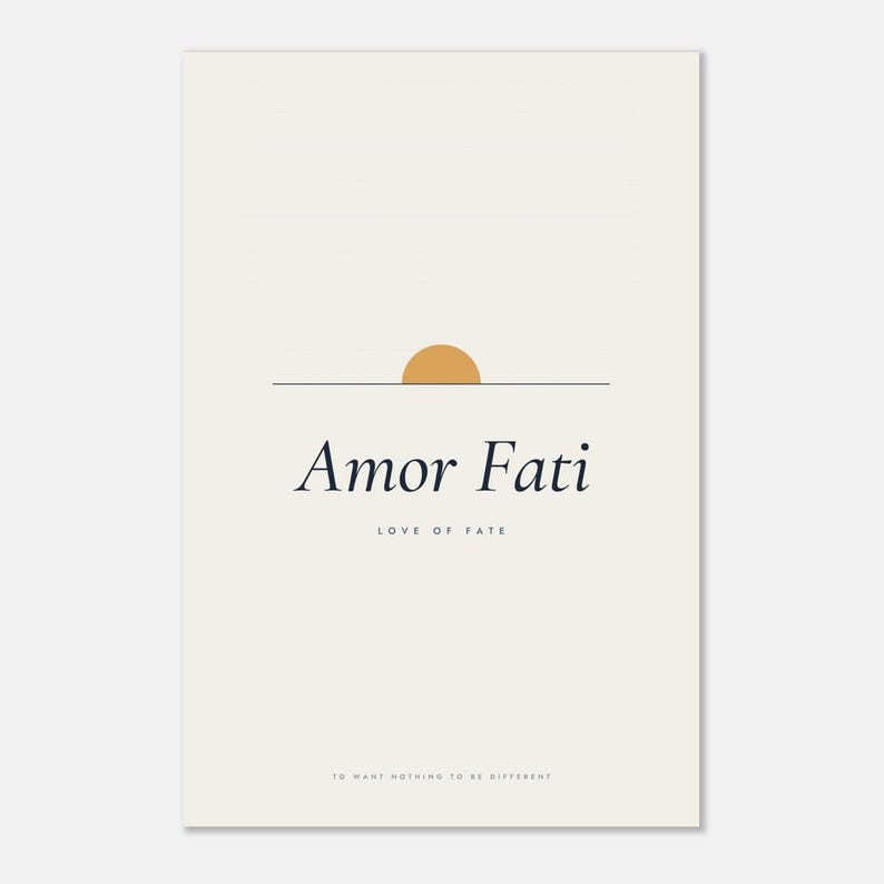 Amor Fati Poster, Stoic Quote Art Print, Minimalist Typography Wall Art, Philosophy Office Decor 40x60 cm / 16x24″
