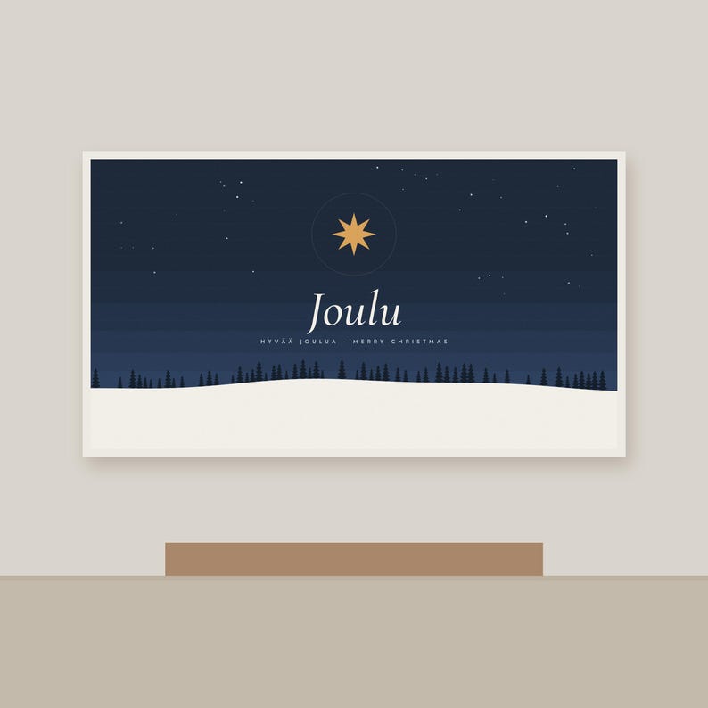 Joulu Weihnachtsdruck, Finnische Weihnachts-Wandkunst, Nordische Sternen-Weihnachtstypografie zum Ausdrucken Bild 3