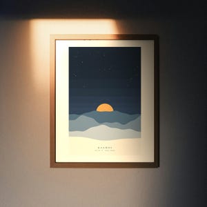 Kaamos Nordic Winter Poster, Blue Hour Landscape Art Print, Scandinavian Wall Decor, Matte Paper image 1