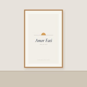 Lámina Amor Fati, Arte mural con cita estoica, Póster tipográfico minimalista, Imprimible para oficina imagen 2