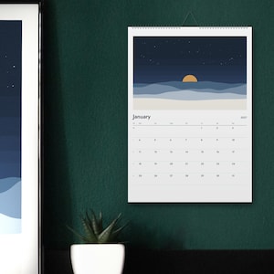 2027 Wall Calendar A3, Nordic Finland Landscapes, Minimalist Scandinavian Calendar, Monday Start, Week Numbers image 1