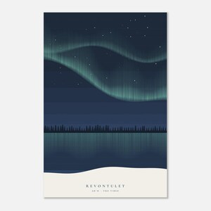 Northern Lights Poster, Aurora Borealis Art Print, Nordic Lake Landscape, Finland Lapland Wall Decor 60x90 cm / 24x36″